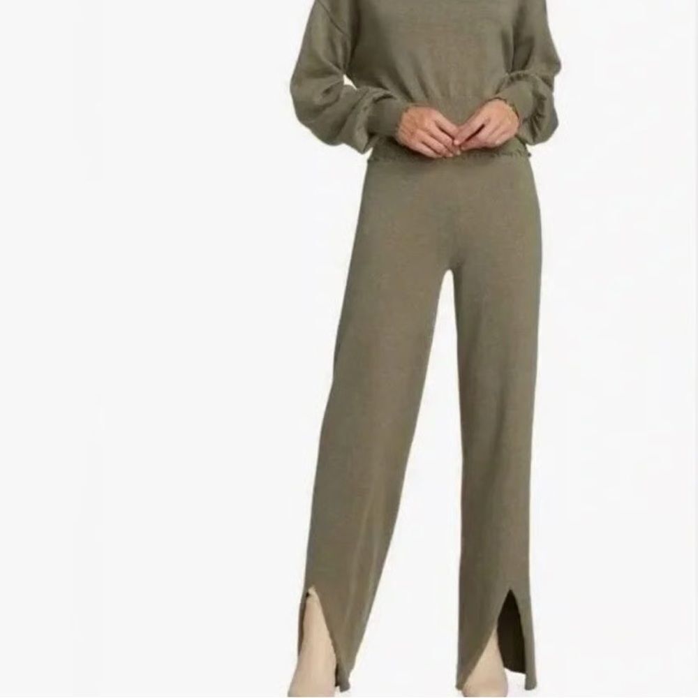 Philanthropy small ribbed stretch pants lounge green long tall